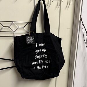 Black Tote Bag with Quote